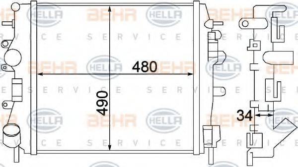 HELLA 8MK376772001 Радіатор, охолодження двигуна