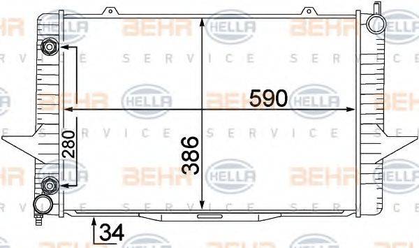 HELLA 8MK376774201 Радіатор, охолодження двигуна