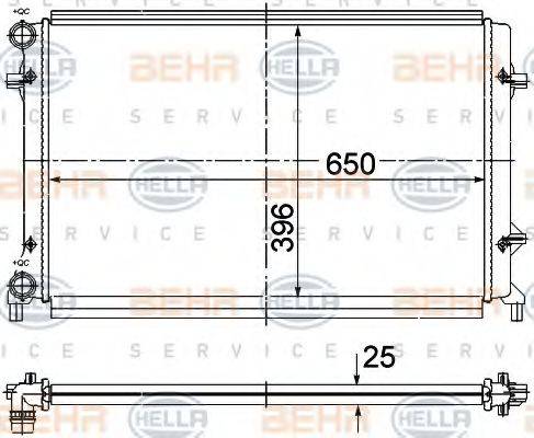 HELLA 8MK376781091 Радіатор, охолодження двигуна