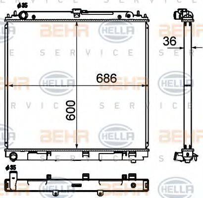 HELLA 8MK376790311 Радіатор, охолодження двигуна