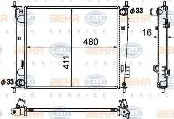 HELLA 8MK376790421 Радіатор, охолодження двигуна