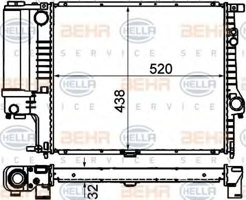 HELLA 8MK376888134 Радіатор, охолодження двигуна