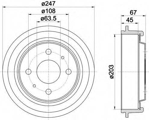 HELLA 8DT355300101 Гальмівний барабан