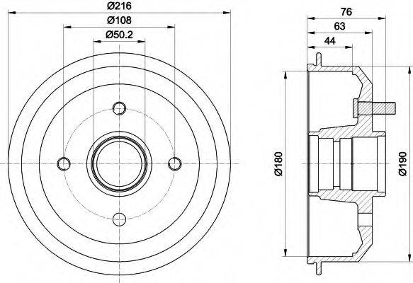 HELLA 8DT355300161 Гальмівний барабан