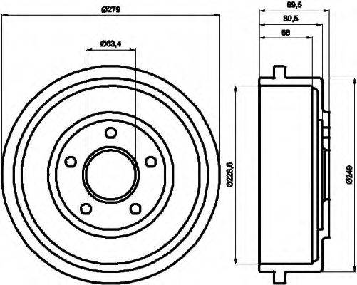 HELLA 8DT355300431 Гальмівний барабан