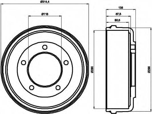 HELLA 8DT355300451 Гальмівний барабан