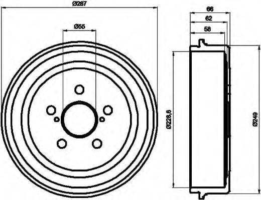 HELLA 8DT355300501 Гальмівний барабан