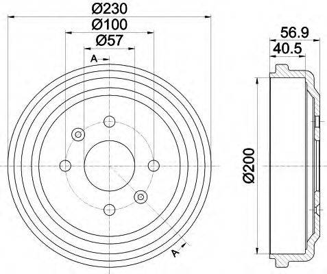 HELLA 8DT355300961 Гальмівний барабан