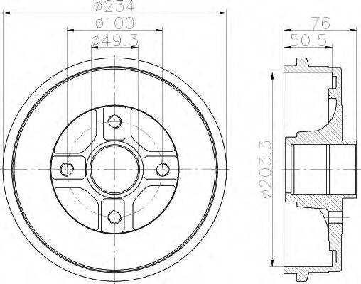 HELLA 8DT355301071 Гальмівний барабан