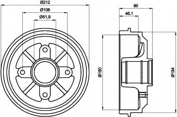 HELLA 8DT355301281 Гальмівний барабан