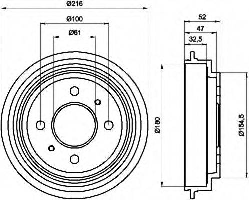 HELLA 8DT355301471 Гальмівний барабан