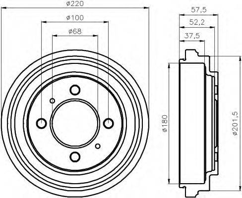 HELLA 8DT355301481 Гальмівний барабан