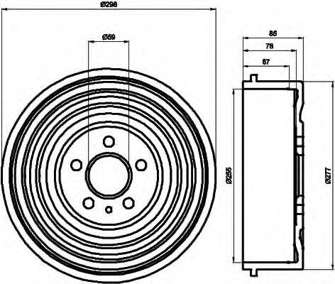 HELLA 8DT355301591 Гальмівний барабан