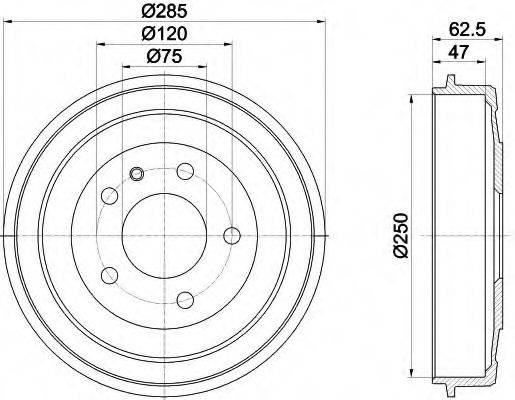 HELLA 8DT355300001 Гальмівний барабан