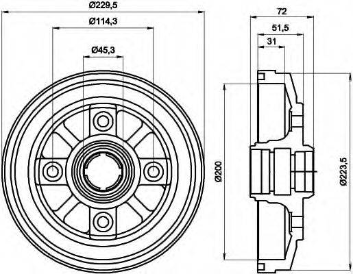 HELLA 8DT355302021 Гальмівний барабан