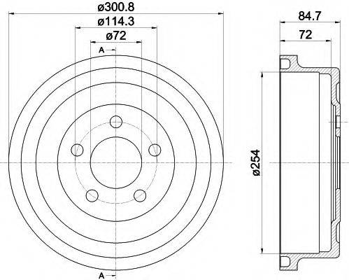 HELLA 8DT355302571 Гальмівний барабан