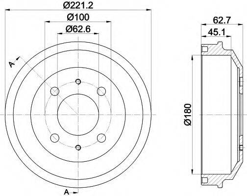 HELLA 8DT355302681 Гальмівний барабан