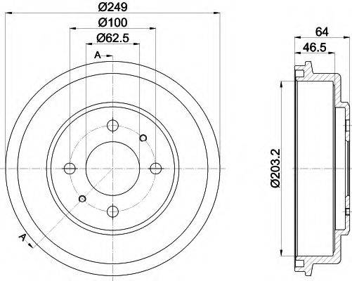 HELLA 8DT355302691 Гальмівний барабан