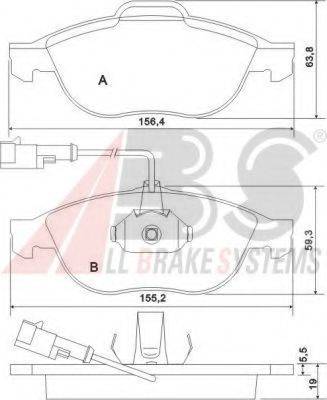 A.B.S. 37064OE Комплект гальмівних колодок, дискове гальмо