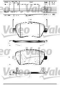 VALEO 598641 Комплект гальмівних колодок, дискове гальмо