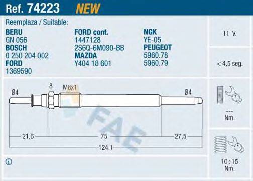 FAE 74223 Свічка розжарювання