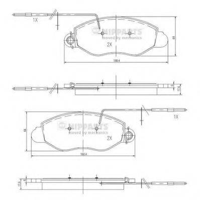 NIPPARTS N3601104 Комплект гальмівних колодок, дискове гальмо