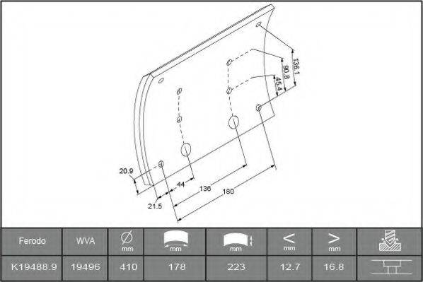 ABEX B2097153 Комплект гальмівних черевиків, барабанні гальма