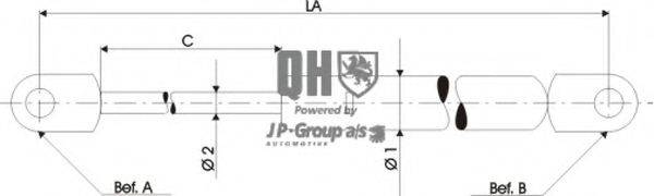 JP GROUP 1181212909 Газова пружина, кришка багажника