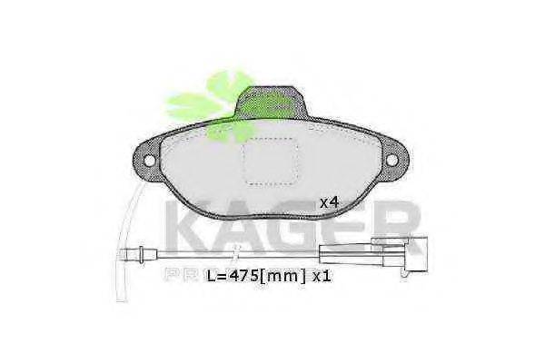 KAGER 350041 Комплект гальмівних колодок, дискове гальмо