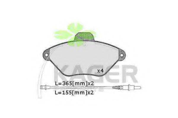 KAGER 350206 Комплект гальмівних колодок, дискове гальмо