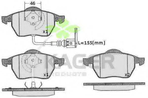 KAGER 350216 Комплект гальмівних колодок, дискове гальмо