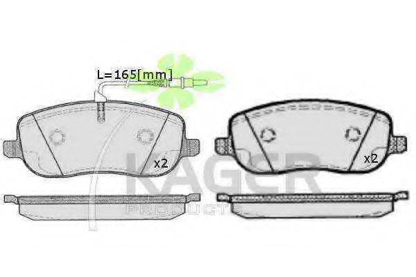 KAGER 350521 Комплект гальмівних колодок, дискове гальмо