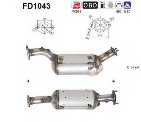 AS FD1043 Саджовий/частковий фільтр, система вихлопу ОГ