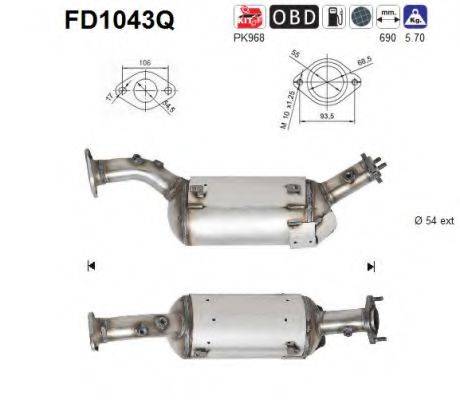 AS FD1043Q Саджовий/частковий фільтр, система вихлопу ОГ