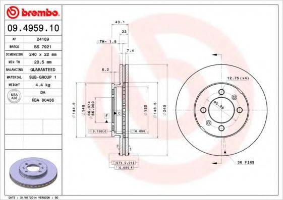 BRECO BS7921 гальмівний диск