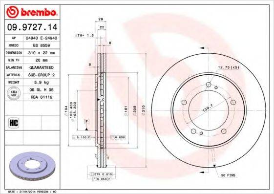 BRECO BS8559 гальмівний диск