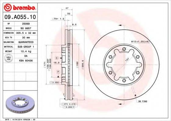 BRECO BS8657 гальмівний диск