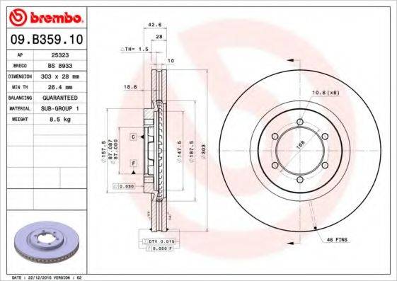 BRECO BS8933 гальмівний диск