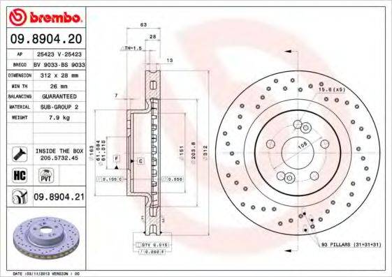 BRECO BV9033 гальмівний диск