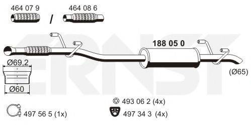 ERNST 188050 Середній глушник вихлопних газів