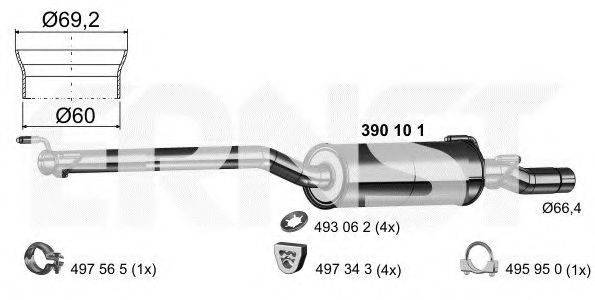 ERNST 390101 Середній глушник вихлопних газів