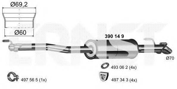 ERNST 390149 Середній глушник вихлопних газів