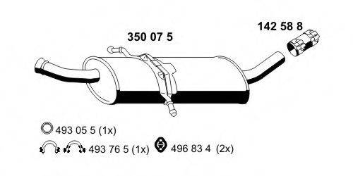 ERNST 350075 Середній глушник вихлопних газів