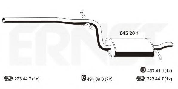 ERNST 645201 Середній глушник вихлопних газів