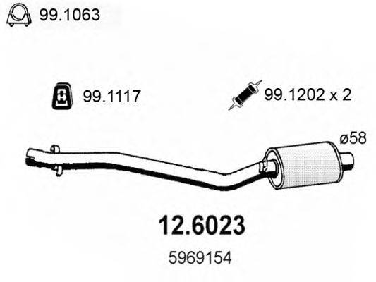 ASSO 126023 Середній глушник вихлопних газів