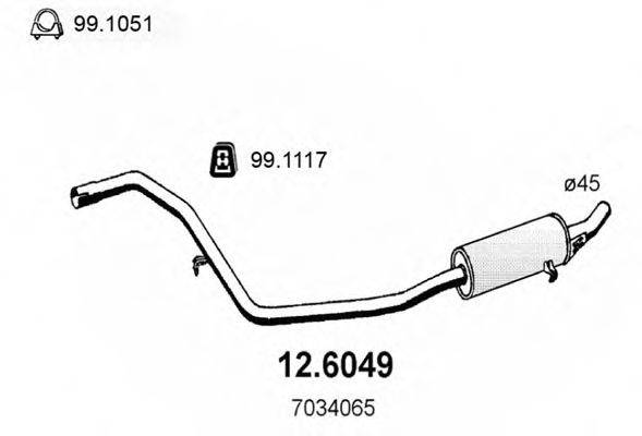 ASSO 126049 Середній глушник вихлопних газів