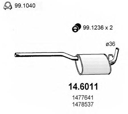 ASSO 146011 Середній глушник вихлопних газів