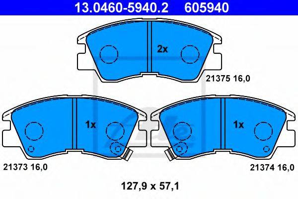 ATE 13046059402 Комплект гальмівних колодок, дискове гальмо