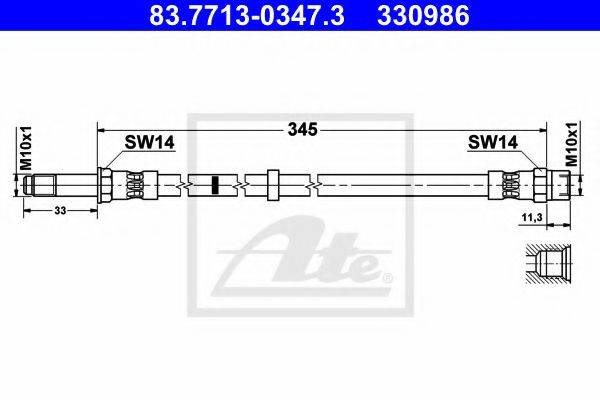 ATE 83771303473 Гальмівний шланг