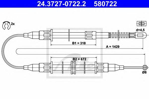 ATE 24372707222 Трос, стоянкова гальмівна система